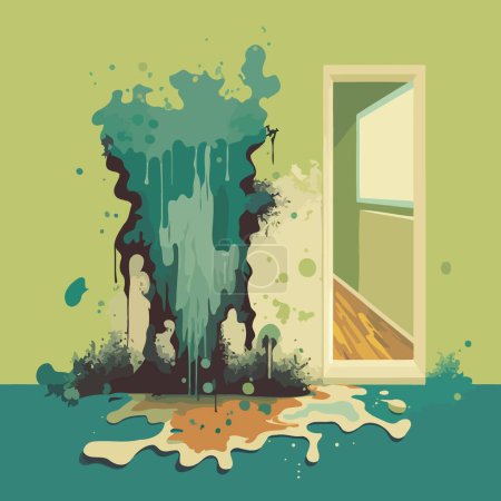 Illustration for Musty wall of contaminated room mold fungus vector illustration - Royalty Free Image