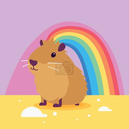 lgbt pride day and month capybara with rainbow minimalist vector illustration