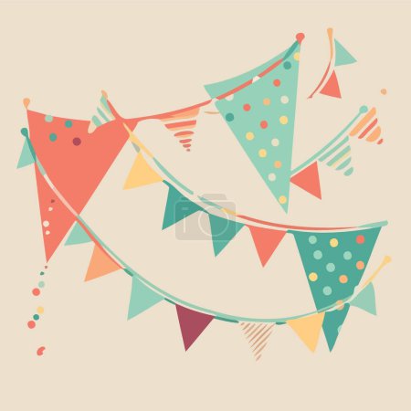 Illustration for Colorful hanging pennants decorations minimalist vector illustration - Royalty Free Image
