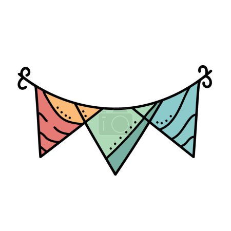 Illustration for Colorful hanging pennants decorations minimalist vector illustration - Royalty Free Image