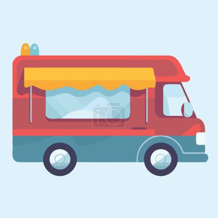 red food truck vehicle minimalist vector illustration