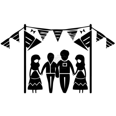 Illustration for People couples at festa junina minimalistic vector illustration - Royalty Free Image