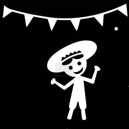 Illustration for Kid boy wearing hat for festa junina or st john day brazilian festivity minimalist vector illustration - Royalty Free Image