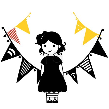 Illustration for Girl at festa junina or st john day brazilian festivity minimalist vector illustration - Royalty Free Image