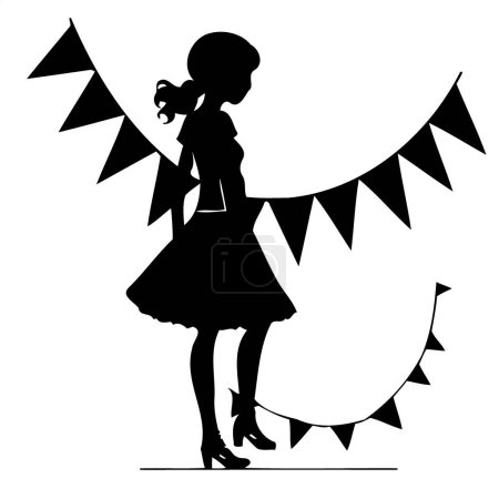 Illustration for Girl at festa junina or st john day brazilian festivity minimalist vector illustration - Royalty Free Image