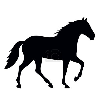 Téléchargez les photos : Animal mammifère cheval silhouette noir et blanc vecteur minimaliste illustration - en image libre de droit