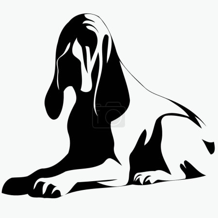 Ilustración de Bloodhound crianza perro silueta en blanco y negro minimalista vector ilustración - Imagen libre de derechos