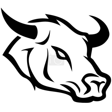 negro y blanco cabeza de vaca logo minimalista vector ilustración