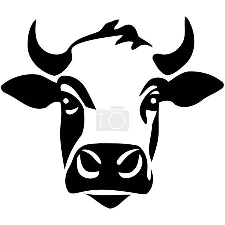 black and white cow head logo minimalist vector illustration