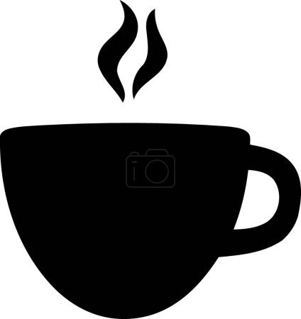 Illustration for Coffee or tea mug black and white silhouette vector illustration minimalist - Royalty Free Image