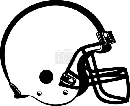 Illustration for Football helmet in black and white minimalistic vector illustration - Royalty Free Image