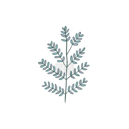 Illustration for Green curved sprout with silhouette leaf. Icon Isolated on white. - Royalty Free Image