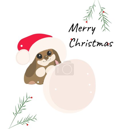Illustration for Christmas and new year card with cute bunny vector - Royalty Free Image