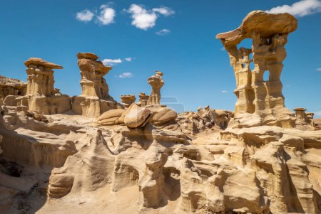 Photo for The reward of a long hike through the arid badlands of Bista Badlands in New Mexico are these crazy unique geological formations and petrified wood as far as the eye can see. - Royalty Free Image