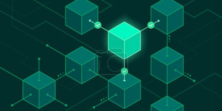 Illustration for Block validation in the blockchain and digital ledger, technology background - Royalty Free Image