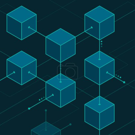 Illustration for Blocks joined together in a network: blockchain and digital ledger - Royalty Free Image