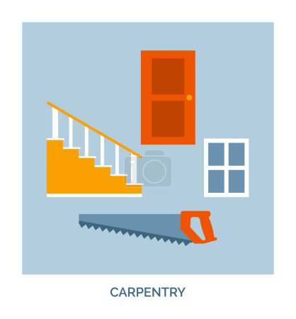 Illustration for Home renovation and construction: professional carpentry service concept icon - Royalty Free Image