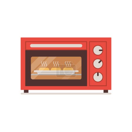 Illustration for Food warming up or cooking in the electric oven, isolated on white background - Royalty Free Image
