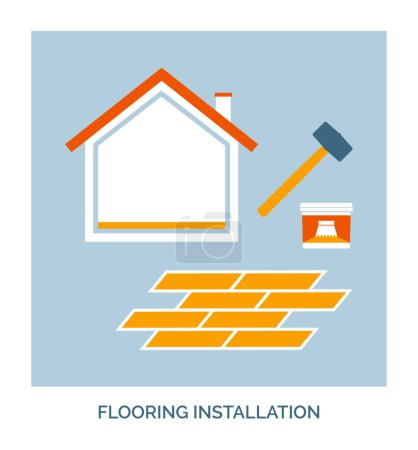 Illustration for Home renovation and construction: flooring installation and carpentry service - Royalty Free Image