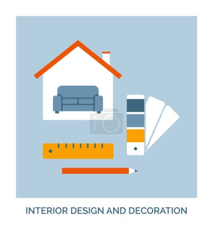 Illustration for Home renovation and improvement: interior design and decoration professional service, concept icon - Royalty Free Image