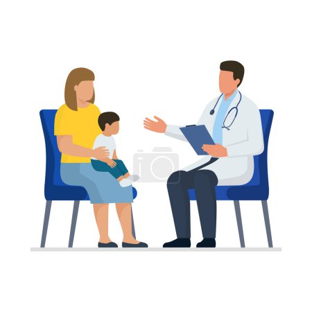 Illustration for Professional doctor giving a consultation to a mother with her baby, healthcare and medicine concept - Royalty Free Image