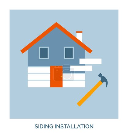 Illustration for Home renovation and construction: professional siding installation, concept icon - Royalty Free Image