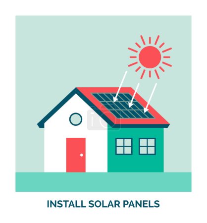 Illustration for Eco-friendly home: install photovoltaic solar panels - Royalty Free Image