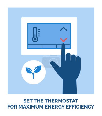Illustration for Eco-friendly lifestyle: set the thermostat for maximum energy efficiency - Royalty Free Image