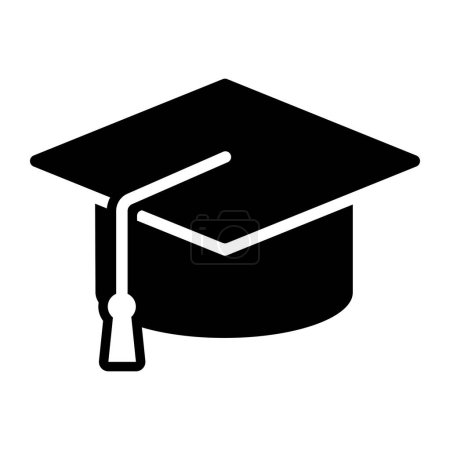Téléchargez les illustrations : Cap diplômé isolé, concept d'obtention du diplôme et d'éducation - en licence libre de droit
