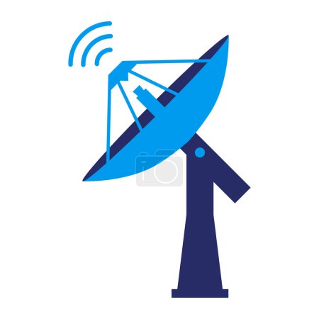 Parabolic antenna and radio waves isolated icon