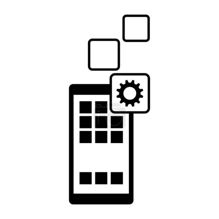 Illustration for Smartphone, app development and optimization isolated icon - Royalty Free Image