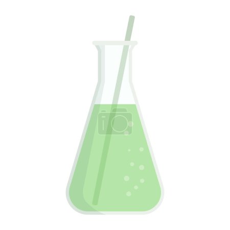 Téléchargez les illustrations : Verrerie de laboratoire Beaker avec solution verte isolée, concept de chimie et de science - en licence libre de droit