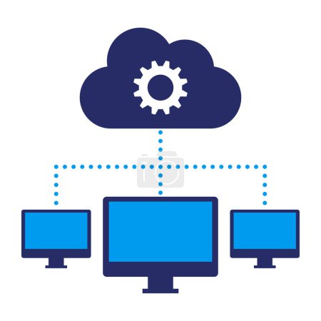 Ilustración de Computación en la nube y dispositivos conectados, icono aislado - Imagen libre de derechos