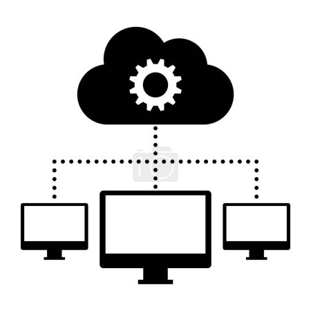 Ilustración de Computación en la nube y dispositivos conectados, icono aislado - Imagen libre de derechos
