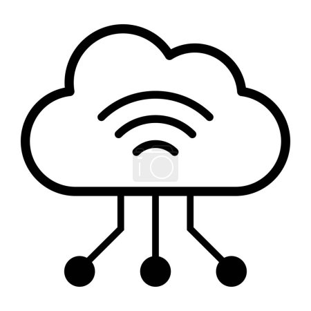 Téléchargez les illustrations : Icône Cloud Computing isolée, connectivité et concept de données - en licence libre de droit