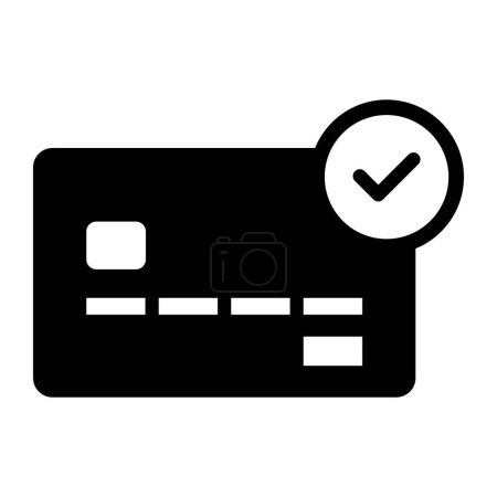 Téléchargez les illustrations : Icône de carte de crédit avec crochet isolé, concept de finances et de paiements - en licence libre de droit
