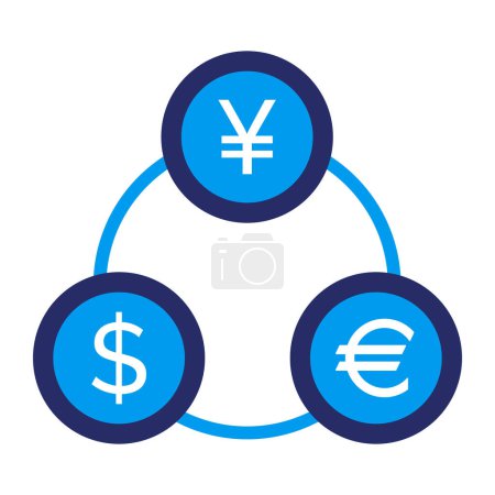 Ilustración de Icono de cambio de divisas aislado, concepto de pagos internacionales - Imagen libre de derechos