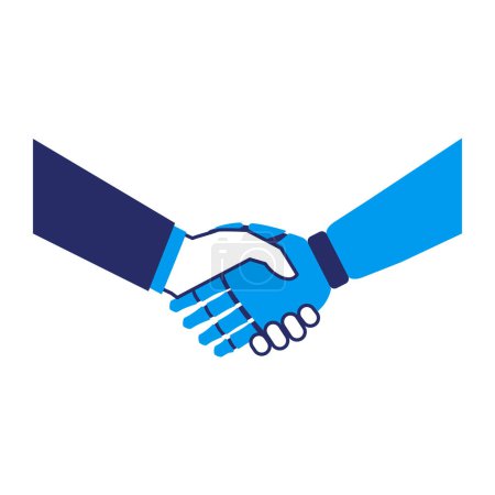 Illustration for Businessman and AI robot shaking hands icon, artificial intelligence and business concept - Royalty Free Image