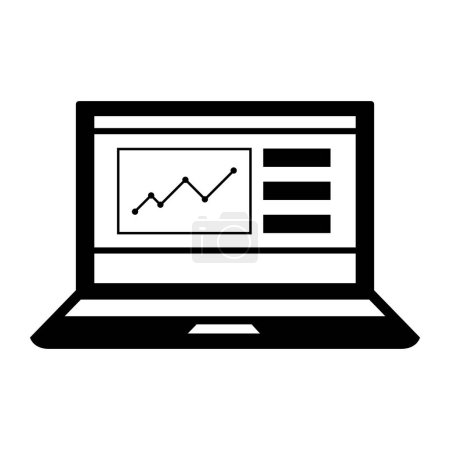 Illustration for Laptop with financial app and charts, isolated icon - Royalty Free Image