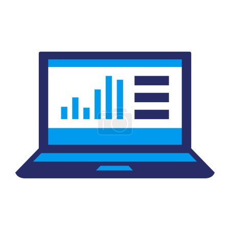 Illustration for Laptop with financial app and charts, isolated icon - Royalty Free Image
