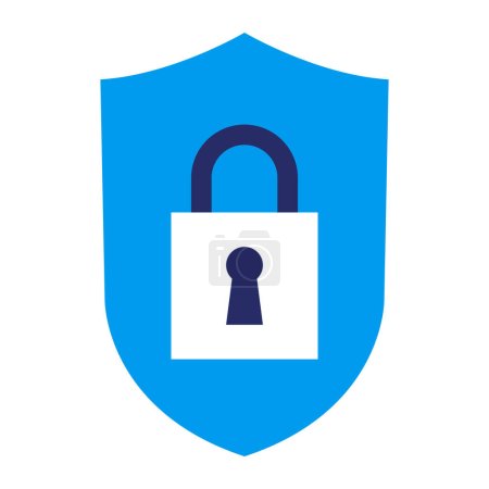 Ilustración de Escudo protector con icono de bloqueo, concepto de seguridad y privacidad - Imagen libre de derechos