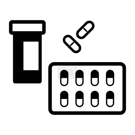 Ilustración de Icono de medicamentos, farmacia y concepto de tratamiento - Imagen libre de derechos