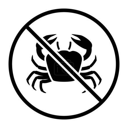 Illustration for No crustaceans one color vector icon: food, ingredients and allergens concept - Royalty Free Image