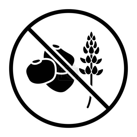 Ilustración de No lupin icono de un color: alimentos, ingredientes y alérgenos concepto - Imagen libre de derechos