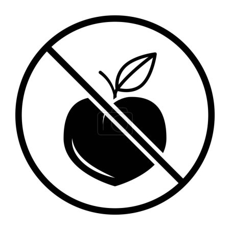 Illustration for No peach icon: food, ingredients and allergens concept - Royalty Free Image