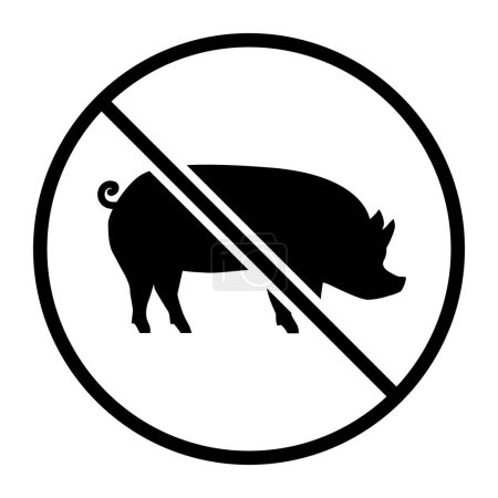 Ilustración de Ningún icono de cerdo un signo de vector de color - Imagen libre de derechos