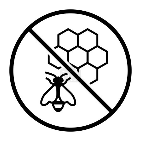 Téléchargez les illustrations : Pas de produits apicoles, miel et icône de la propolis : concept d'aliments, ingrédients et allergènes - en licence libre de droit
