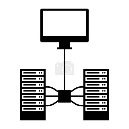 Ilustración de Centro de datos local y servidores, icono aislado - Imagen libre de derechos