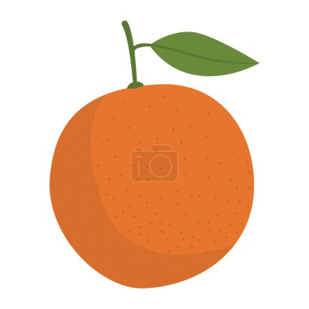 Téléchargez les illustrations : Orange fraîche avec feuille isolée, concept nutritionnel - en licence libre de droit