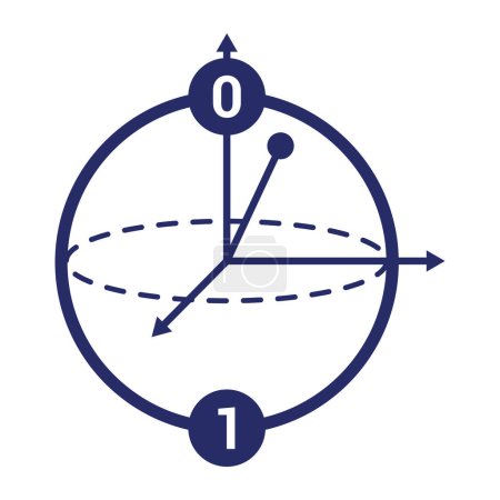 Téléchargez les illustrations : Calcul qubit et quantique, icône isolée - en licence libre de droit